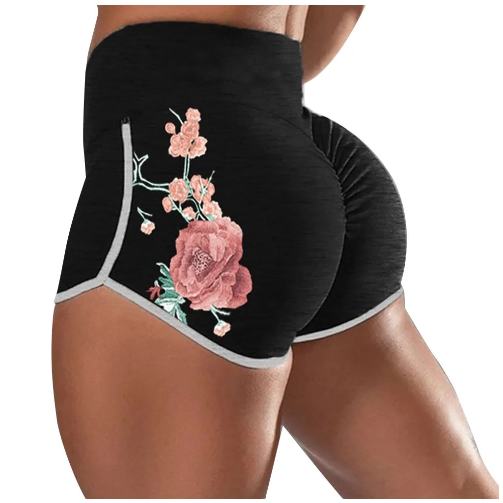 black booty shorts with flower