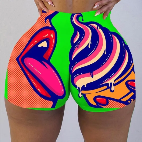 multicolor icecream lick booty shorts